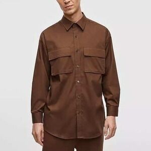 Mode of One Mens Long Sleeve Button Front Utility‎ Shirt Brown XL 100194392